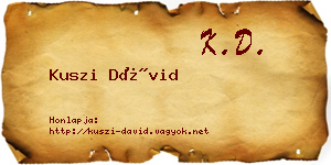 Kuszi Dávid névjegykártya